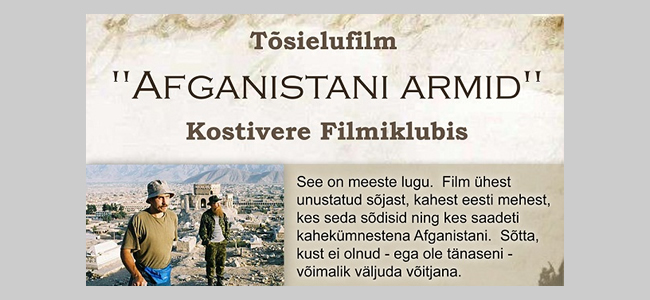Tõsielufilm “Afganistani armid” Kostivere Filmiklubis